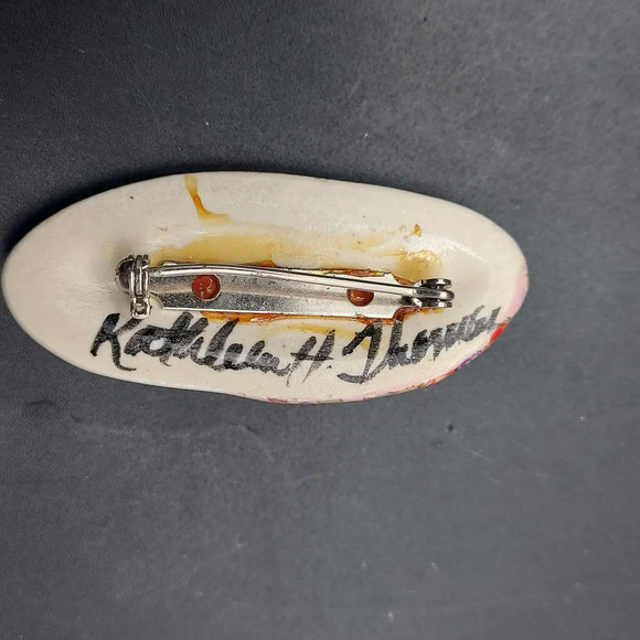 Abstract Lady Face Head Brooch Artisan Handcrafted Hand Painted - Picture 4 of 10